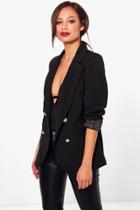 Boohoo Bella Button Jacket Black