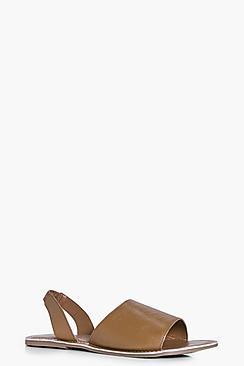 Boohoo Emma Leather Two Part Peeptoe Sandal
