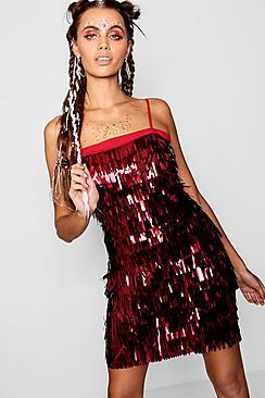 Boohoo Isla Square Neck Tassle Mini Dress