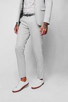 Boohoo Light Grey Textured Skinny Fit Suit Trouser