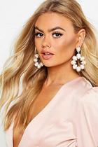Boohoo Statement Gold And Hammered Pearl Earrings