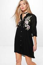 Boohoo Boutique Anouk Embroidered Shirt Dress