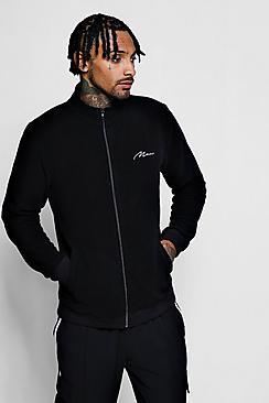 Boohoo Fleece Zip Through Man Signature Track Top