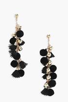 Boohoo Lilly Pom And Tassel Statement Earrings