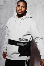 Boohoo Big And Tall Colour Block Printed Hoodie