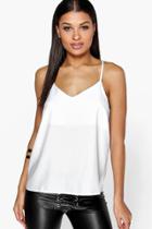 Boohoo Summer Woven Strappy Back Cami White