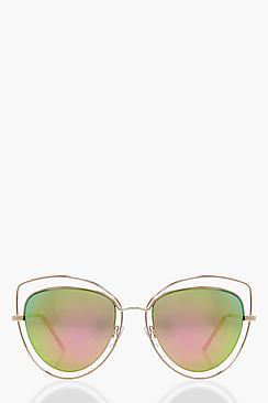 Boohoo Eva Cut Out Revo Lense Cat Eye Sunglasses