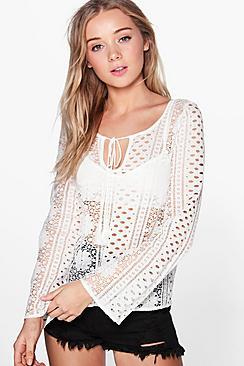 Boohoo Wendy Crochet Ladder Back Top