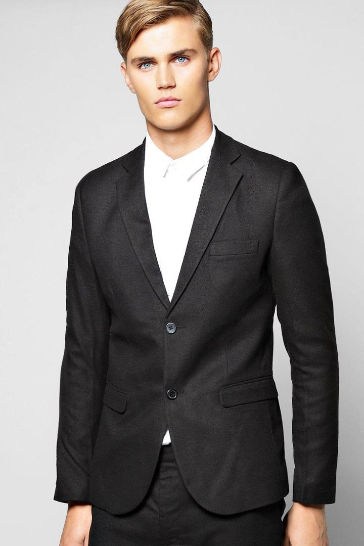 Boohoo Skinny Fit Suit Jacket Black