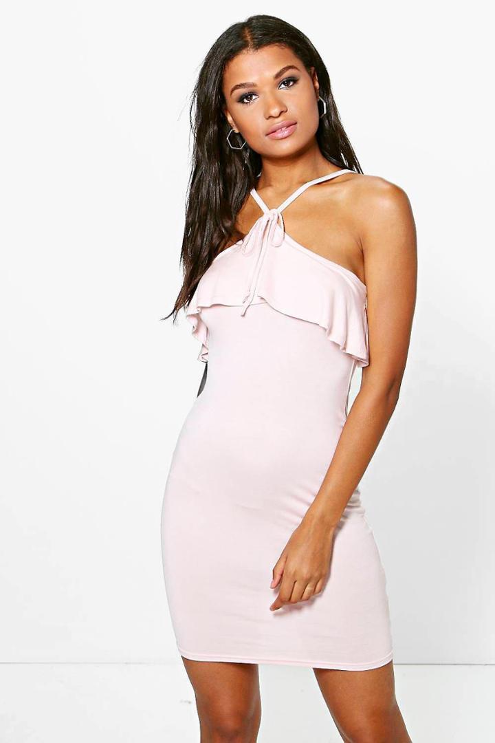 Boohoo Yasmin Double Layer Bodycon Dress Blush