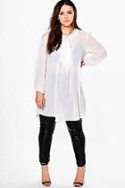 Boohoo Plus Elena Sheer Bow Front Shirt