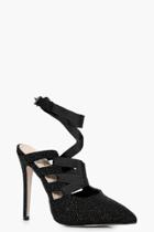 Boohoo Lottie Textured Wrap Up Court Stiletto Black