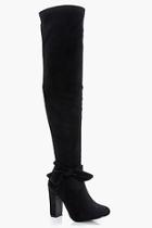 Boohoo Serena Bow Trim Over The Knee Boot