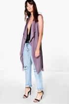 Boohoo Eloise Sleeveless Waterfall Slinky Duster Mauve