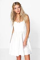 Boohoo Rose Crochet And Lace Trim Skater Dress