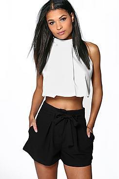Boohoo Rebecca Tie Belt Shorts