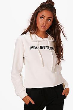 Boohoo Lucie I Woke Up Like This Hoodie
