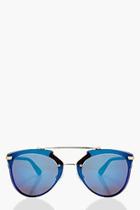 Boohoo Lena Double Bridged Mirrored Sunglasses