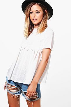 Boohoo Petite Bella Crochet Detail Swing Top