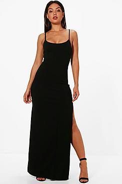 Boohoo Flo Strappy Split Detail Maxi Dress