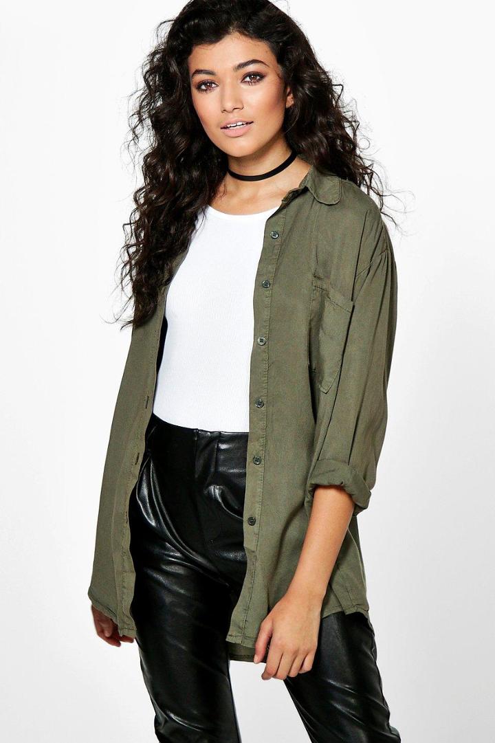 Boohoo Abigail Utility Shacket Khaki