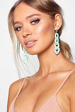 Boohoo Iridescent Chain Statement Earrings
