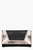 Boohoo Tia Colour Block Metallic Clutch Bag