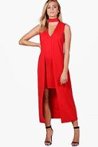 Boohoo Maisy Choker Plunge Dress & Duster Co-ord