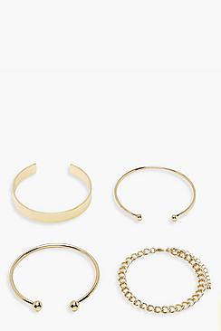 Boohoo Chunky Bracelet & Cuff Set 4 Pack