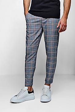 Boohoo Smart Check Cropped Cuffed Jogger