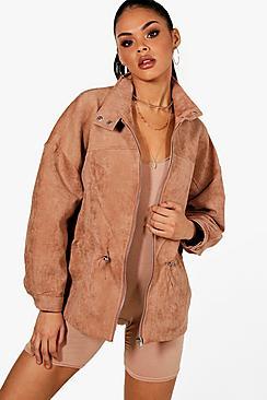 Boohoo Debbie Faux Suede Utility Parka