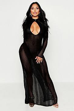 Boohoo Metallic Knit Cut Out Detail Maxi Dress