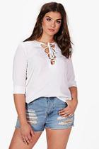 Boohoo Plus Kaitlyn Lace Up Shirt