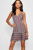 Boohoo Pleated Hem Button Through Check Shift Dress