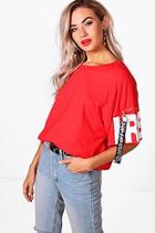 Boohoo Felicity Oversized Slogan Zip Boxy Sweat Crop