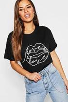 Boohoo Petite Lips Sketch Slogan T-shirt
