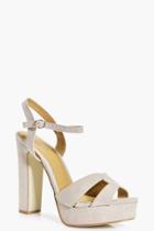 Boohoo Heidi Cross Front Platform Nude