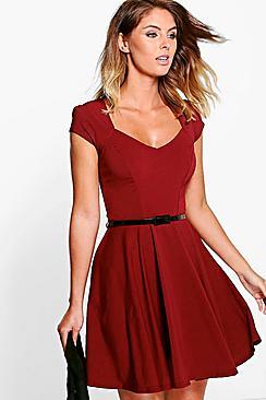 Boohoo Sweetheart Neck Skater Dress
