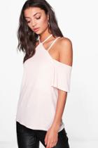 Boohoo Tall Sahla Strappy Neck Detailed Top Nude