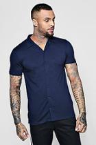 Boohoo Muscle Fit Short Sleeve Revere Jersey Shirt