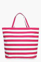 Boohoo Molly Pink Stripe Beach Bag