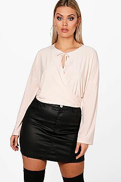Boohoo Plus Slinky Tie Wrap Top