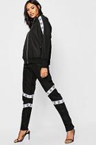 Boohoo Mono Sports Tape Track Joggers