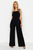 Boohoo Plus Ruched Bust Tie Shoulder Culotte Jumpsuit
