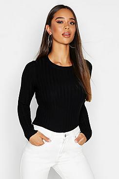 Boohoo Rib Knit Crew Neck Sweater