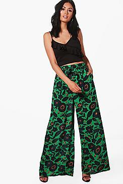Boohoo Chaya Large Floral Wide Leg Trousers