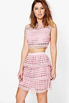 Boohoo Abigail Lace Peplum Top And Skirt Co-ord