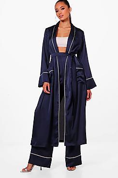 Boohoo Amy Contrast Trim Robe Duster