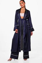 Boohoo Amy Contrast Trim Robe Duster