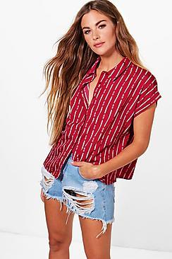 Boohoo Penelope Printed Short Sleeved Boxy Shirt